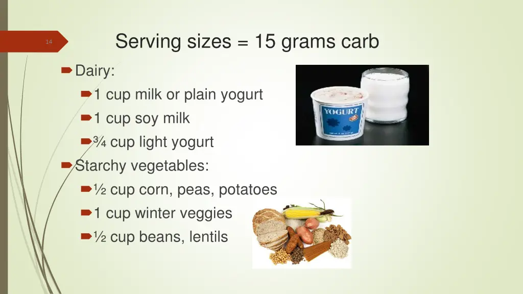 serving sizes 15 grams carb