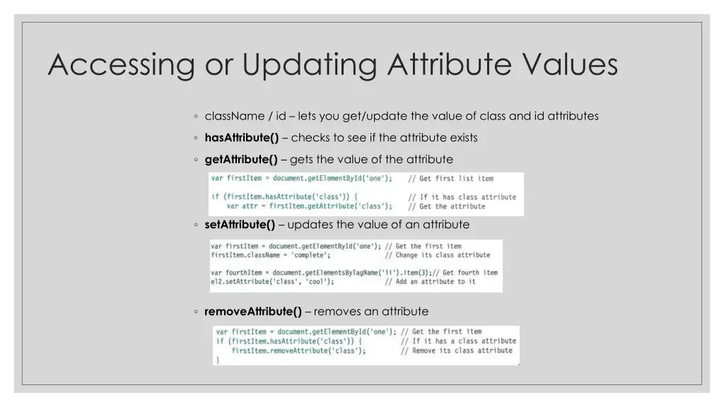 accessing or updating attribute values