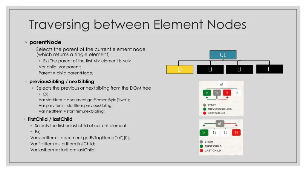 traversing between element nodes