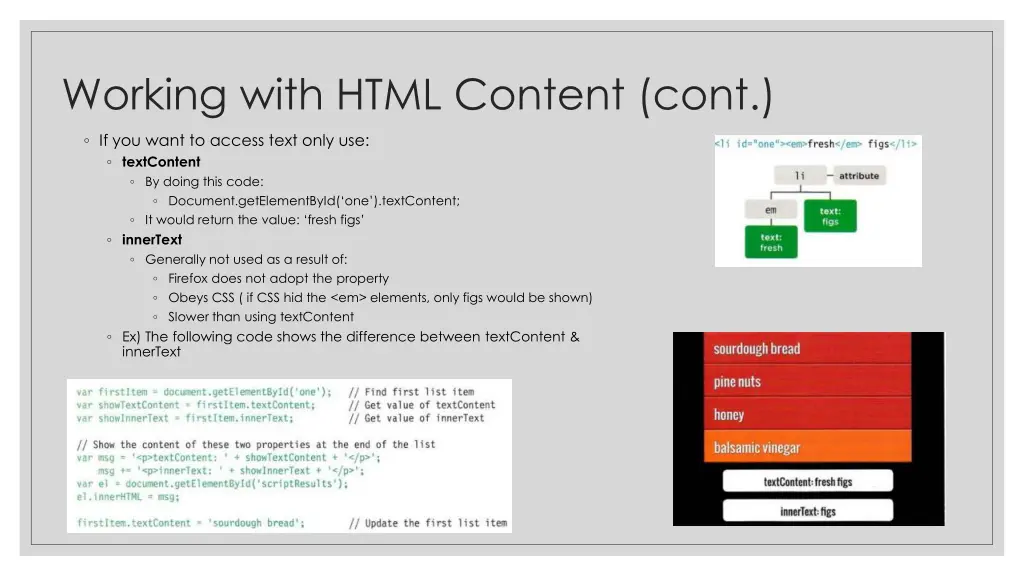 working with html content cont