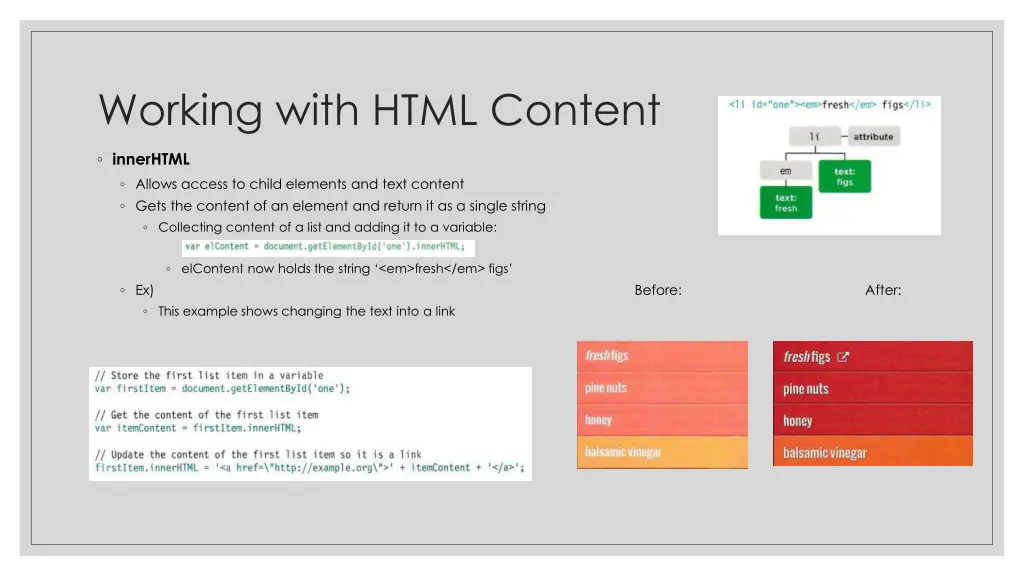 working with html content