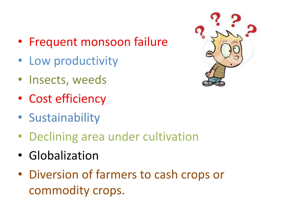 frequent monsoon failure low productivity insects