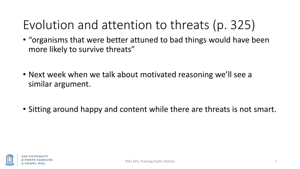 evolution and attention to threats