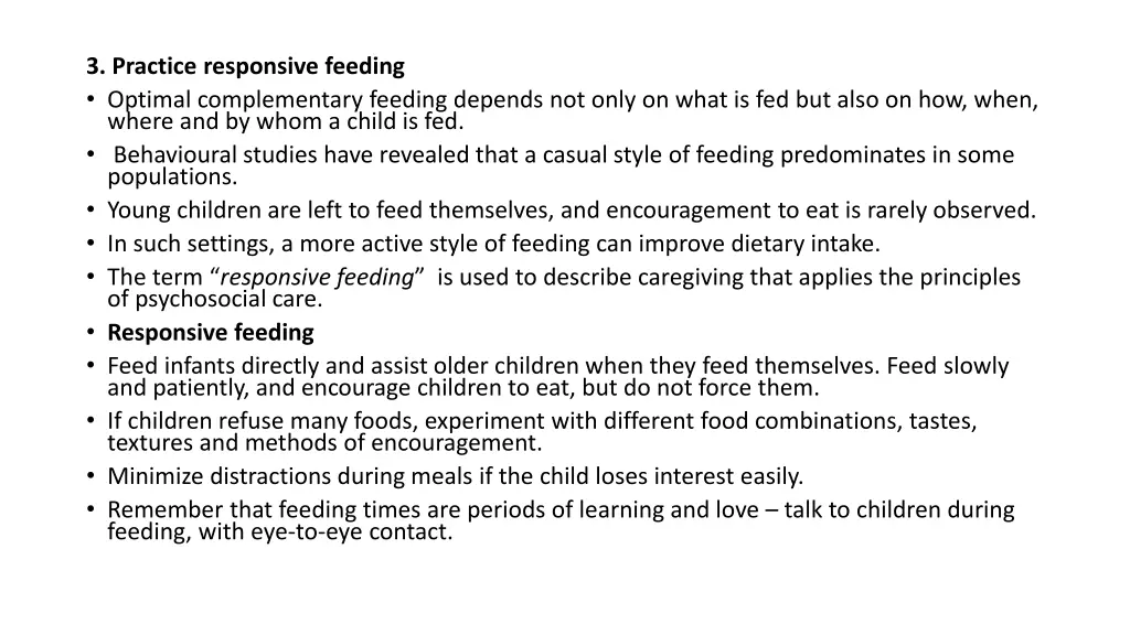 3 practice responsive feeding optimal