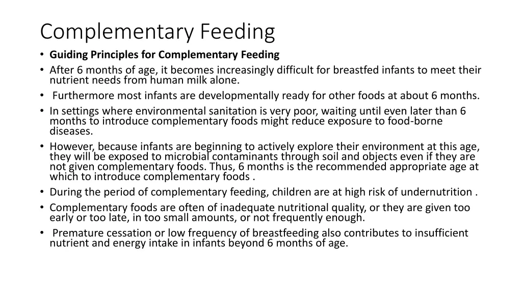 complementary feeding guiding principles