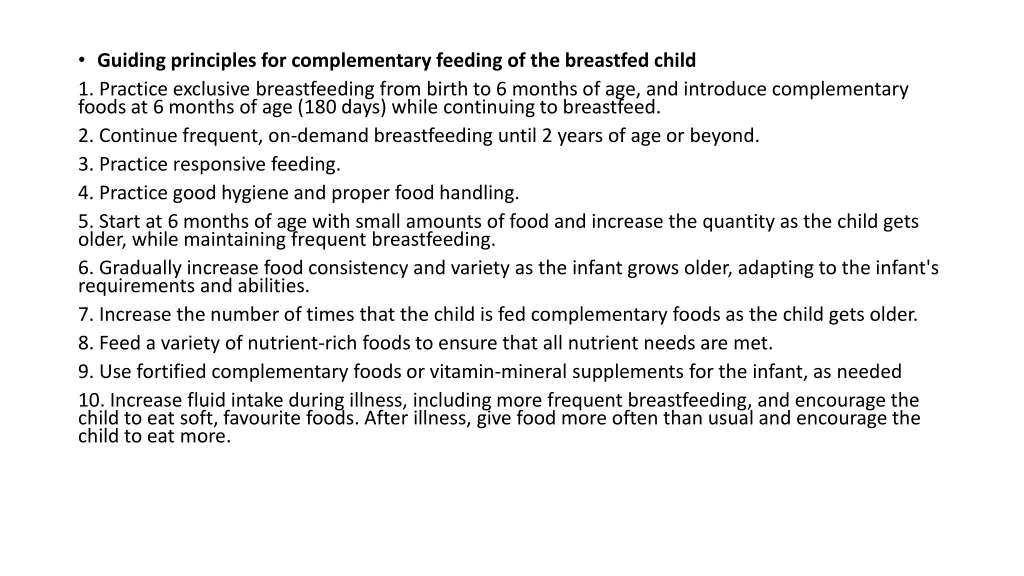 guiding principles for complementary feeding