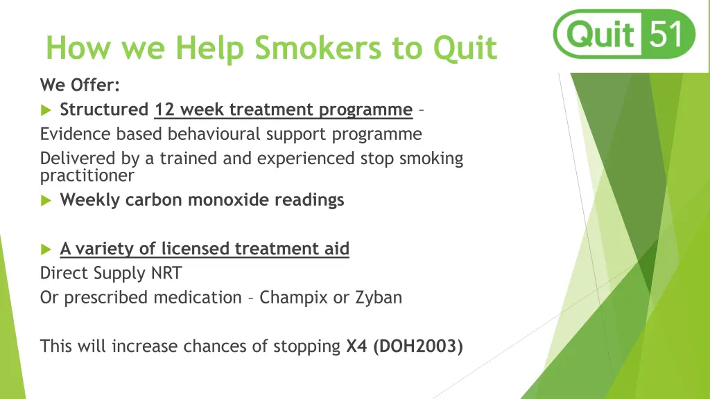 how we help smokers to quit we offer structured