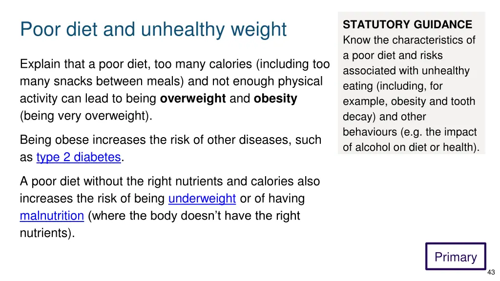 poor diet and unhealthy weight