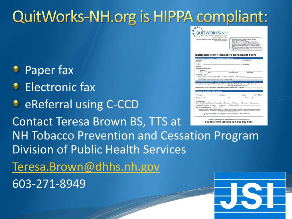 quitworks nh org is hippa compliant