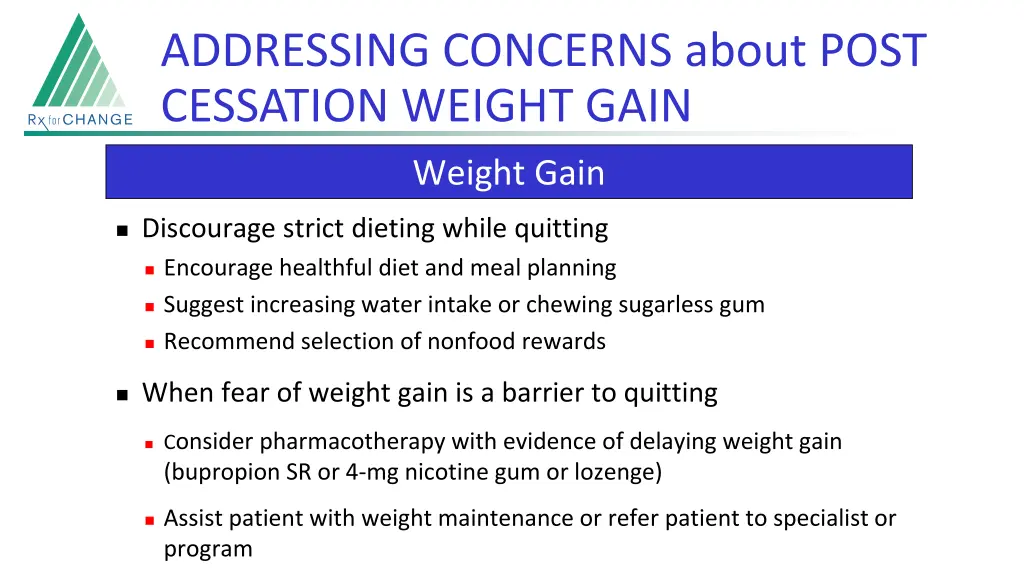 addressing concerns about post cessation weight