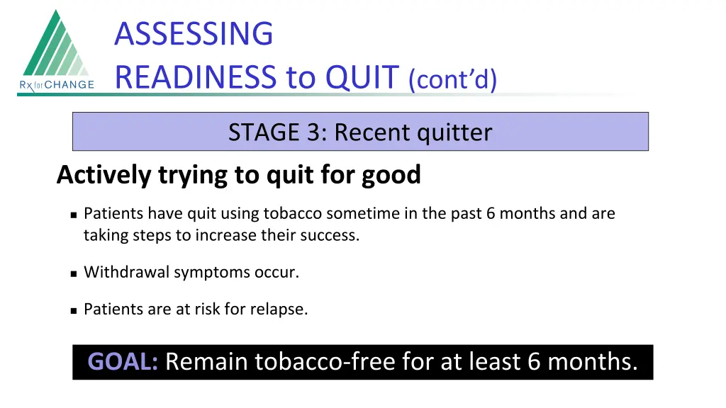 assessing readiness to quit cont d