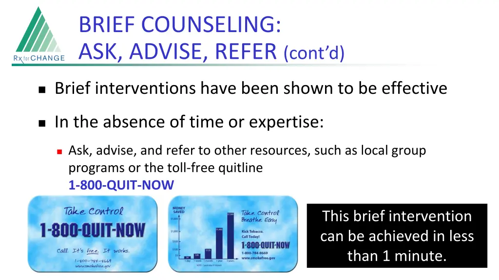 brief counseling ask advise refer cont d