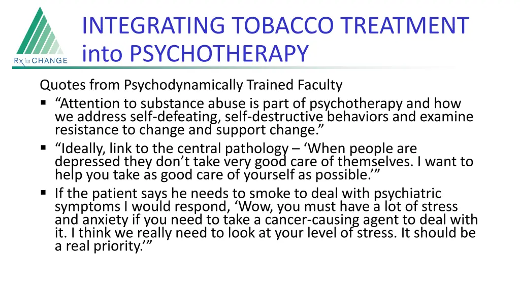 integrating tobacco treatment into psychotherapy