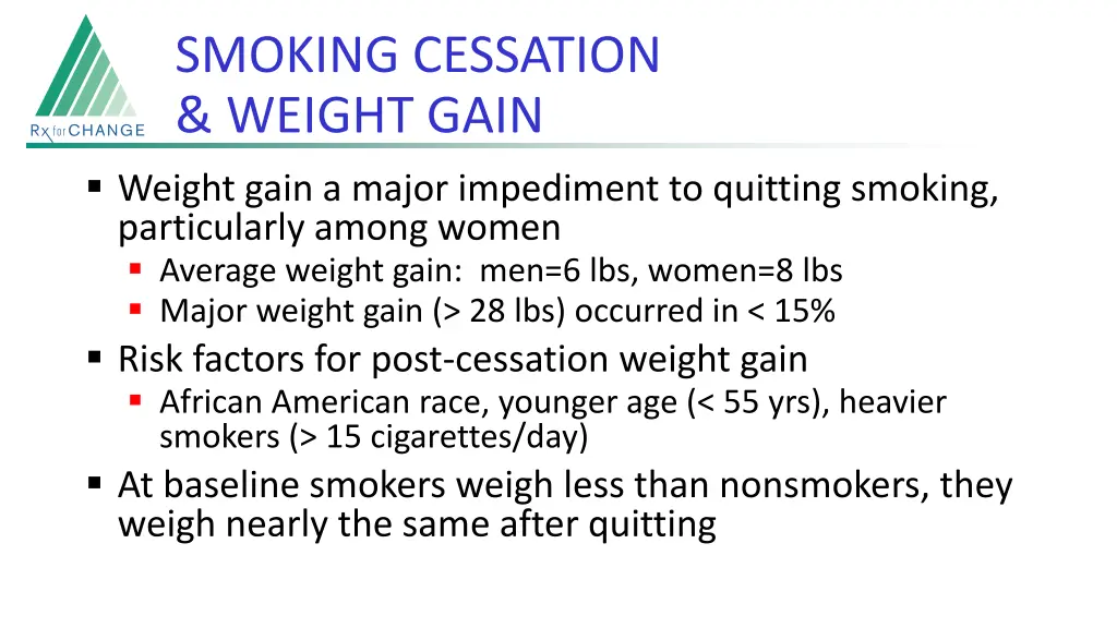 smoking cessation weight gain weight gain a major