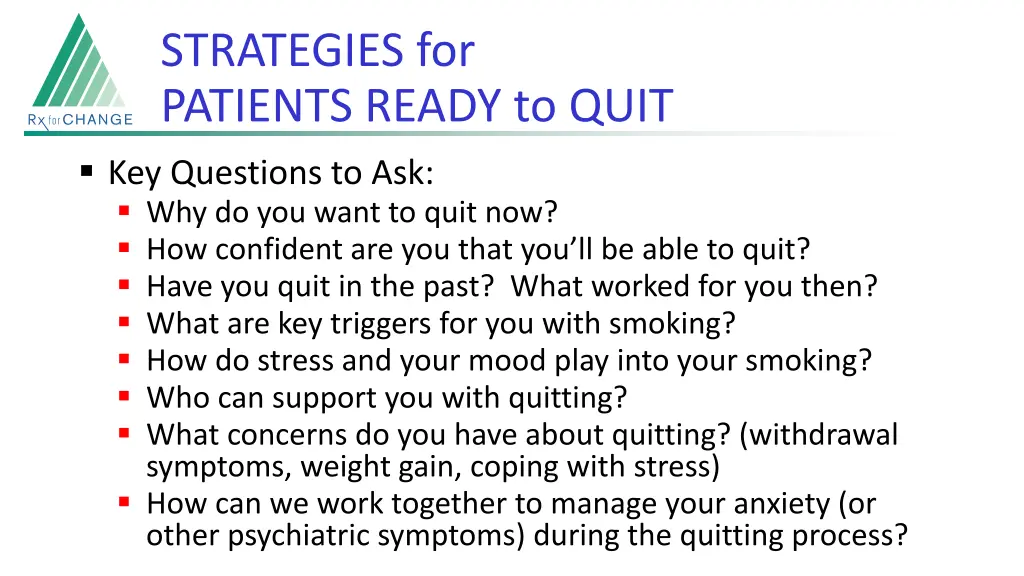 strategies for patients ready to quit