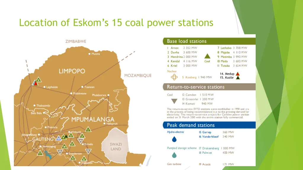 location of eskom s 15 coal power stations