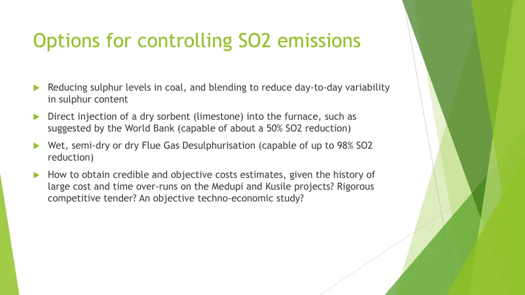 options for controlling so2 emissions