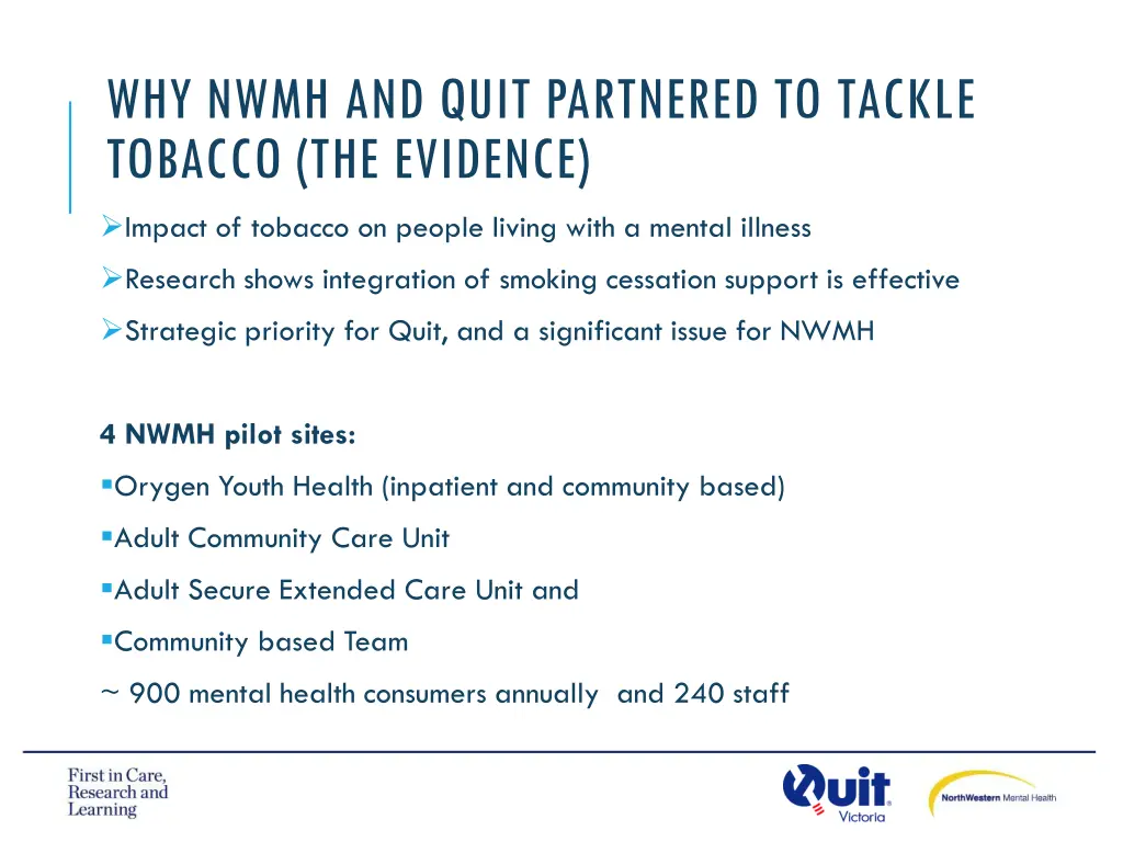 why nwmh and quit partnered to tackle tobacco