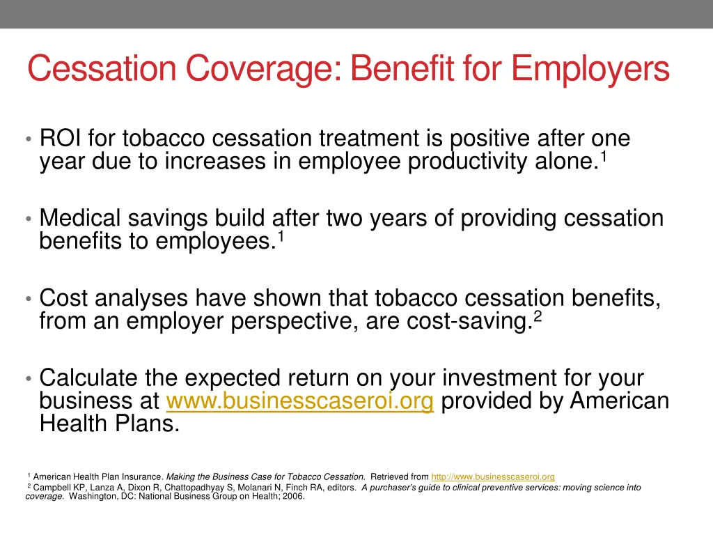 cessation coverage benefit for employers