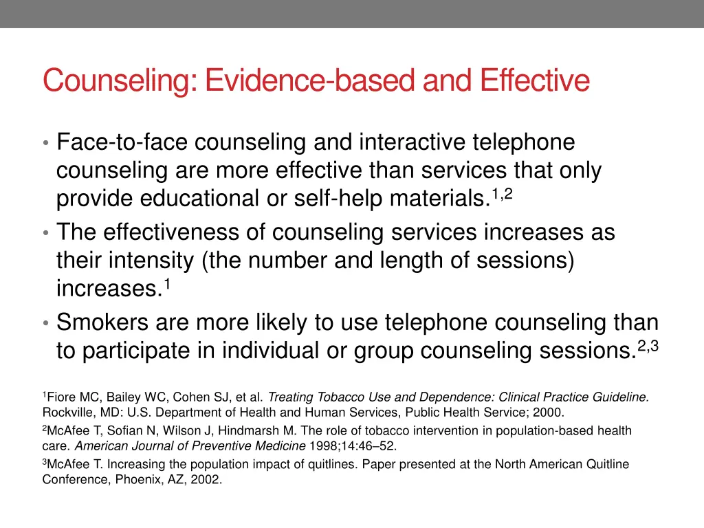 counseling evidence based and effective