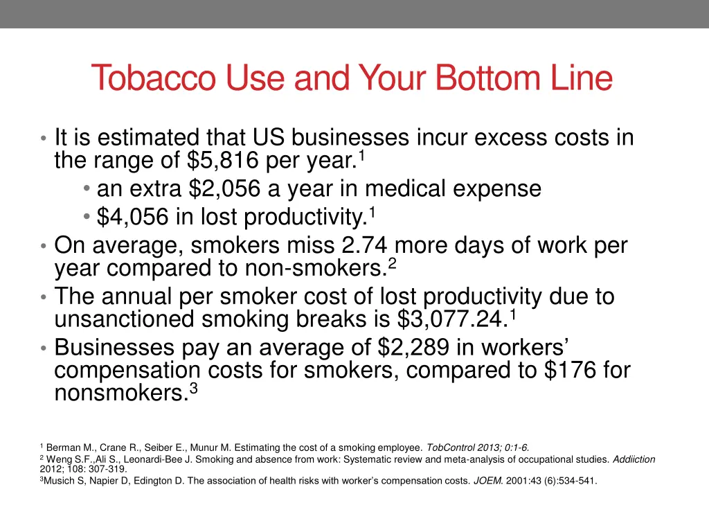 tobacco use and your bottom line