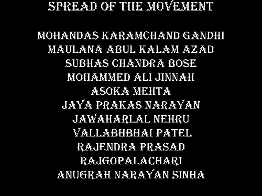 spread of the movement