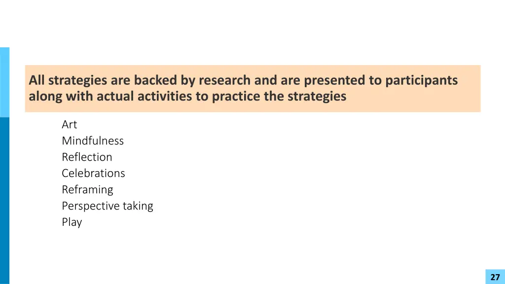 all strategies are backed by research