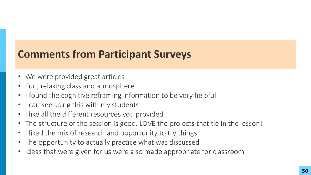 comments from participant surveys