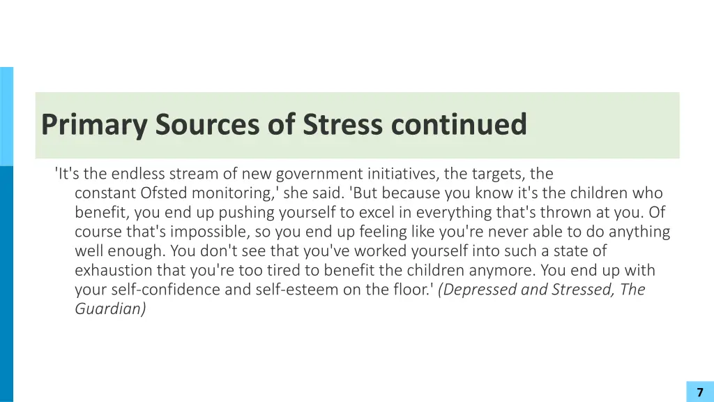 primary sources of stress continued