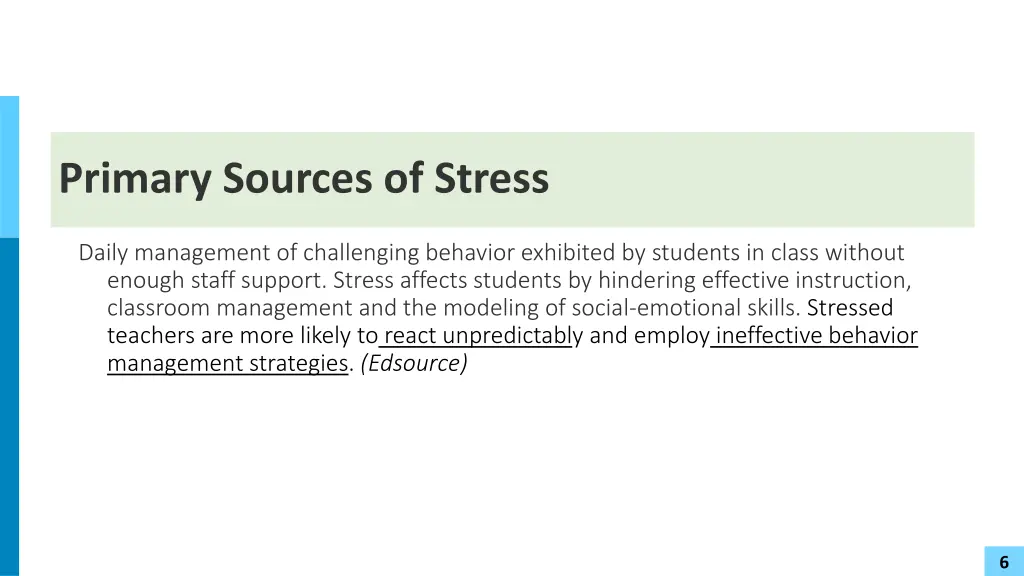 primary sources of stress