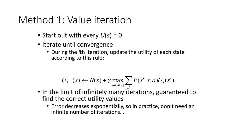 method 1 value iteration