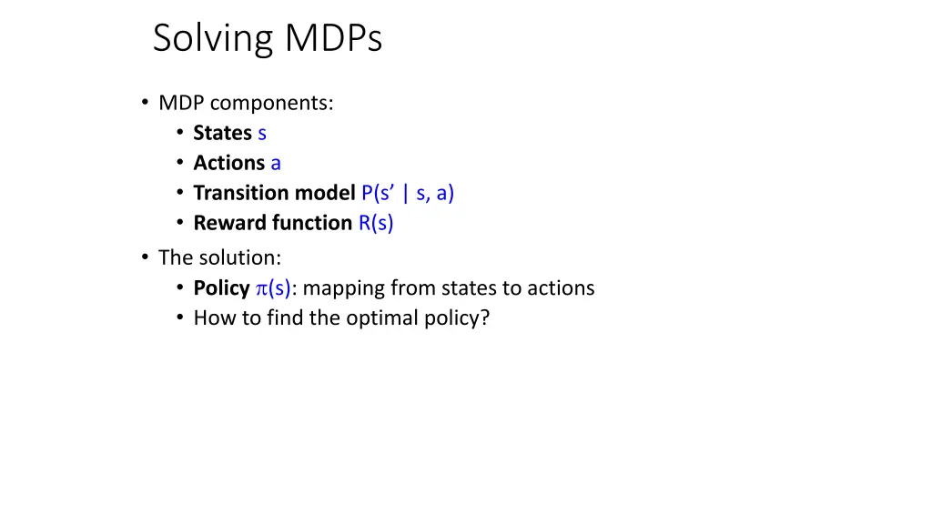 solving mdps