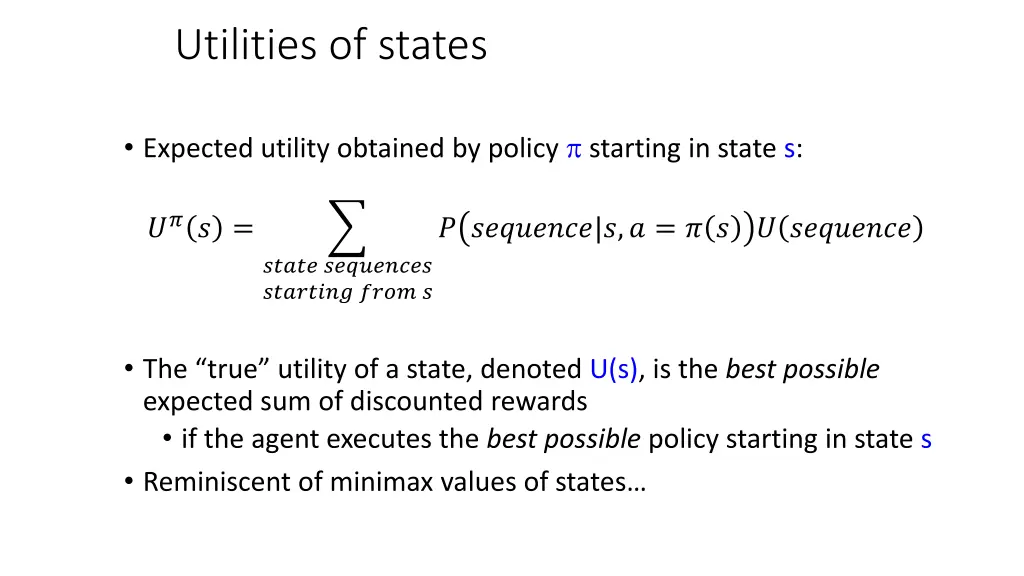 utilities of states