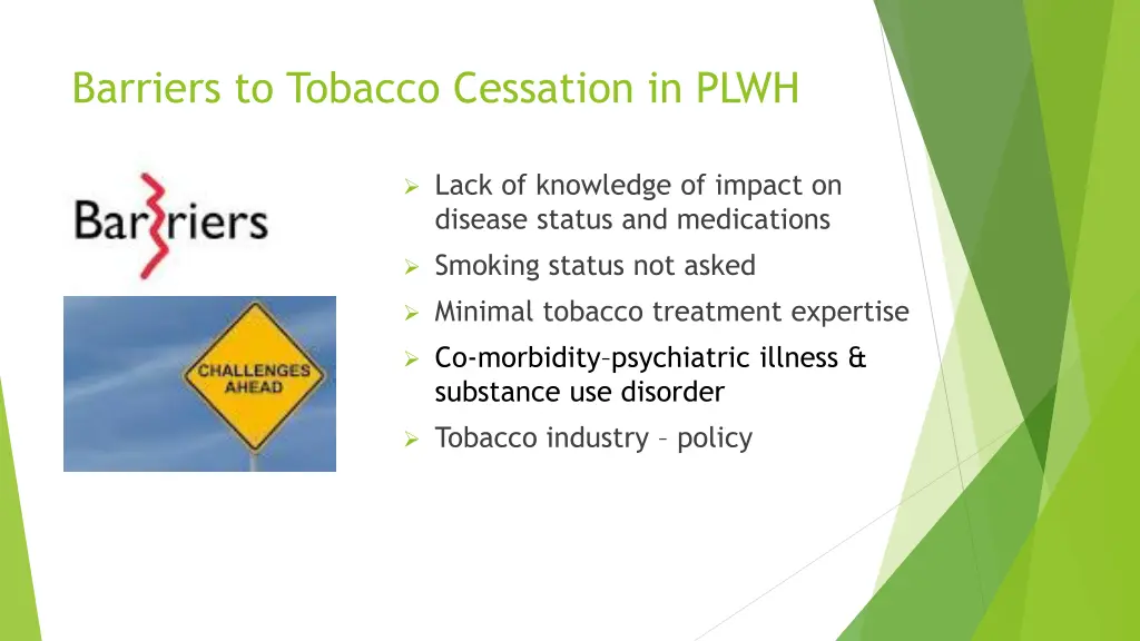 barriers to tobacco cessation in plwh