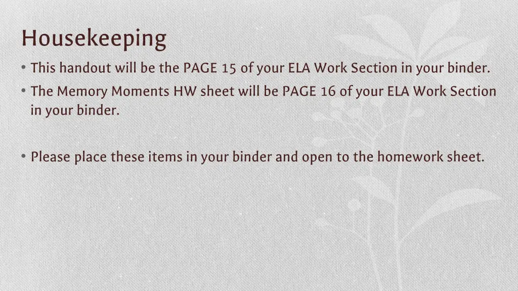 housekeeping this handout will be the page