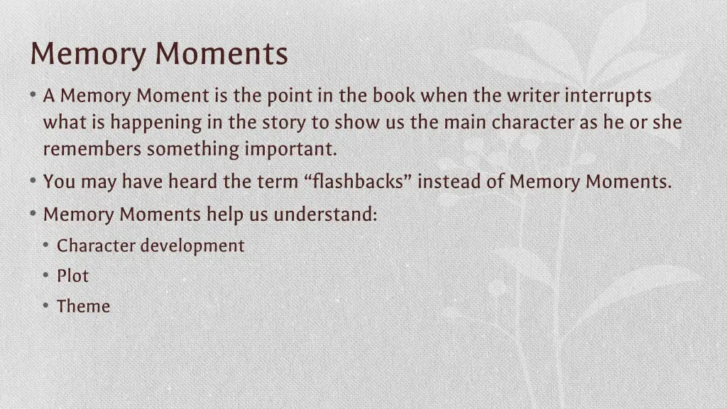 memory moments a memory moment is the point