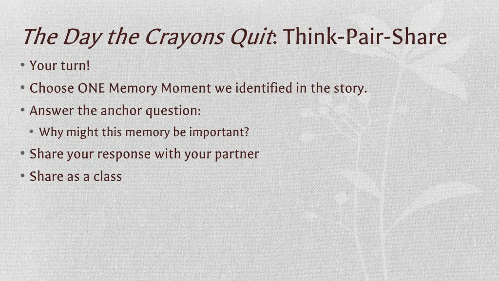 the day the crayons quit think pair share your