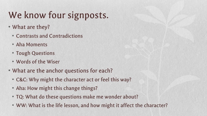 we know four signposts what are they contrasts