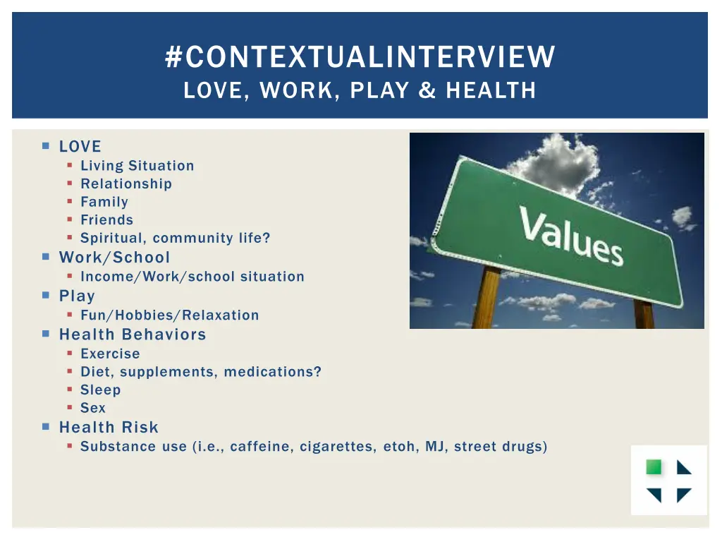 contextualinterview love work play health