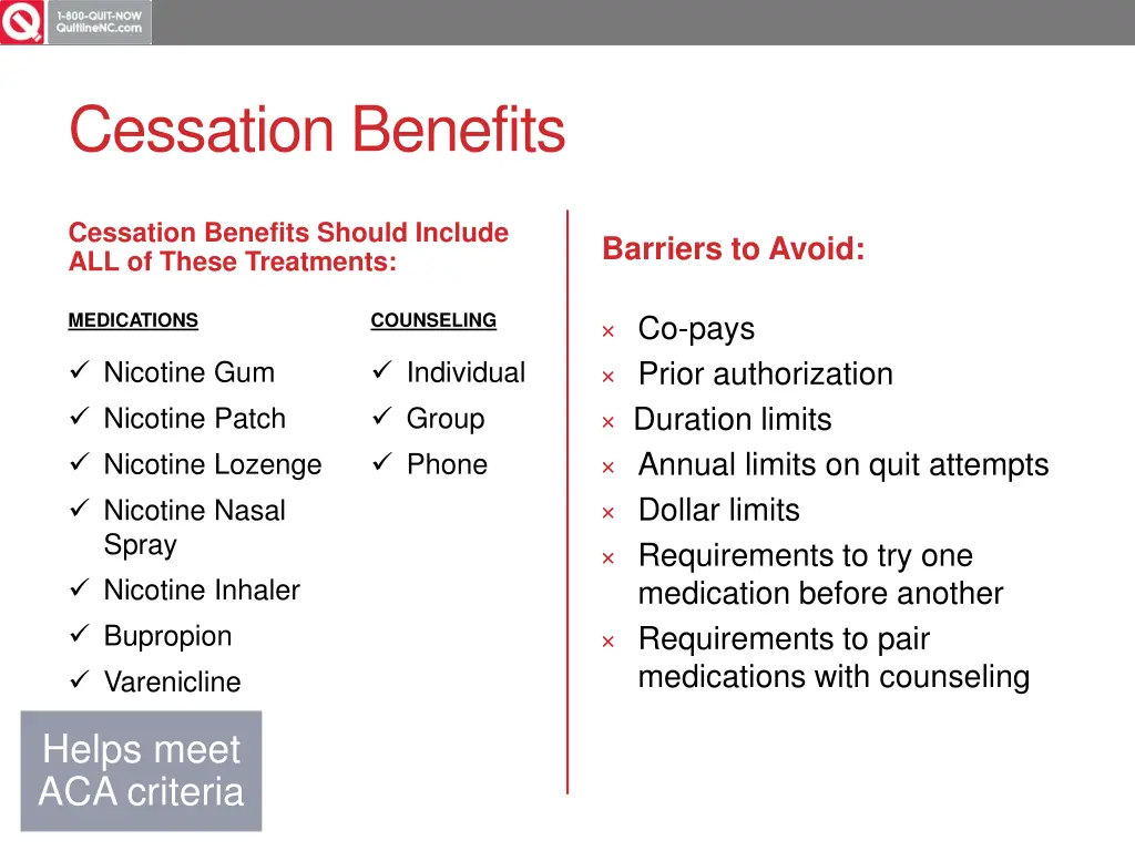 cessation benefits