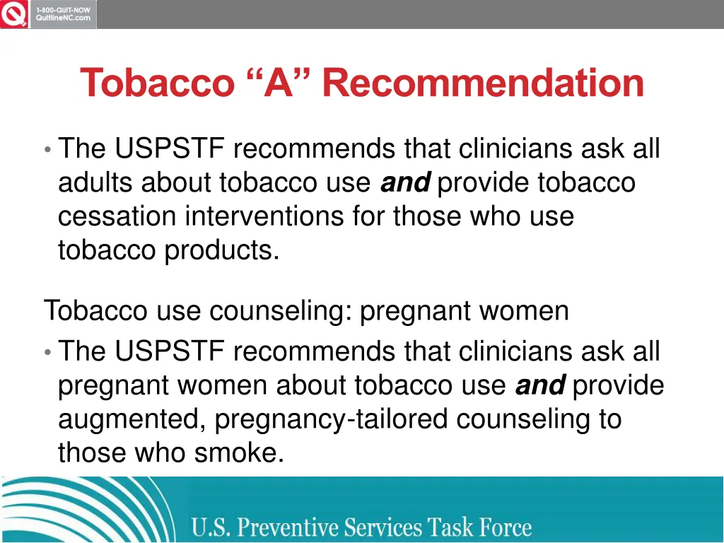 tobacco a recommendation