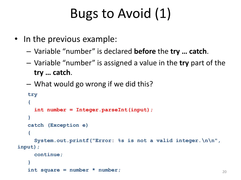 bugs to avoid 1