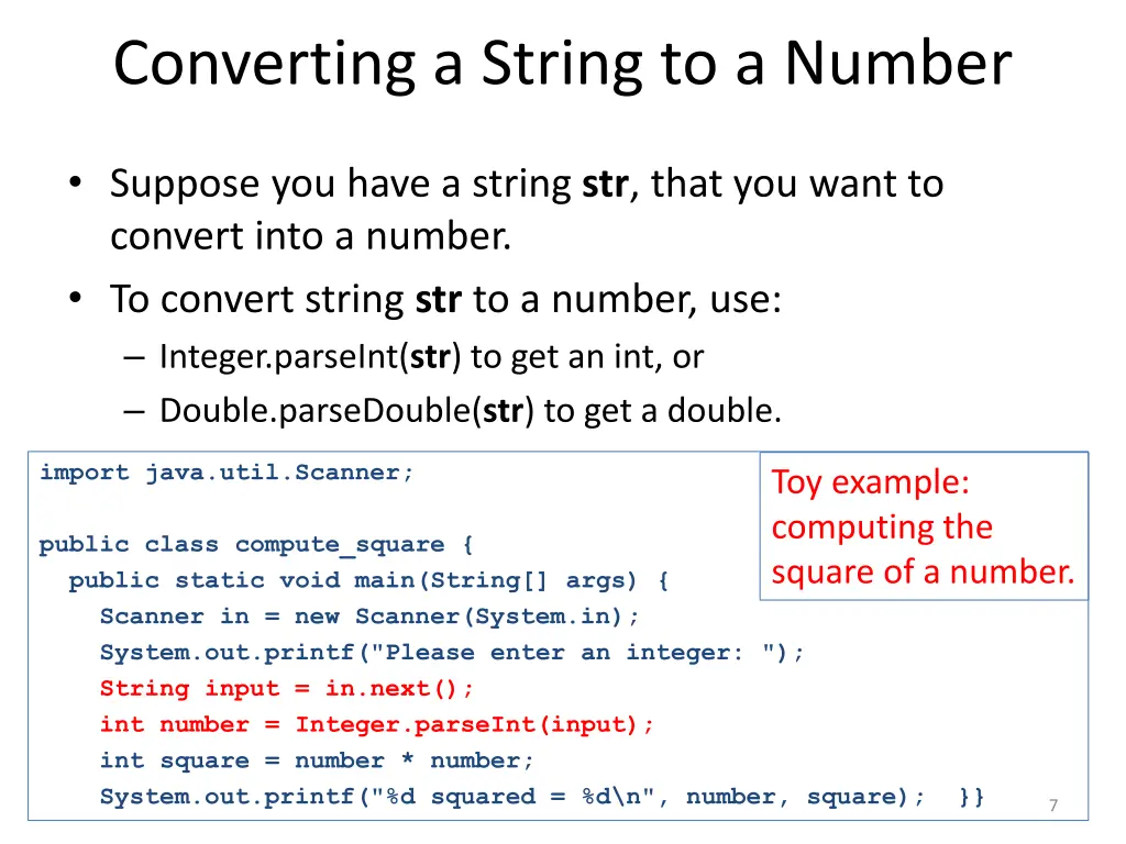 converting a string to a number