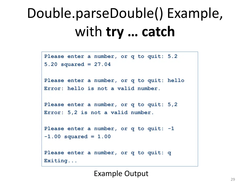 double parsedouble example with try catch