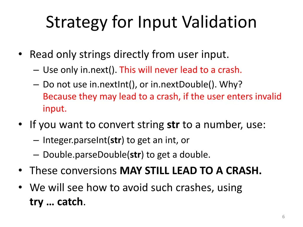 strategy for input validation 1