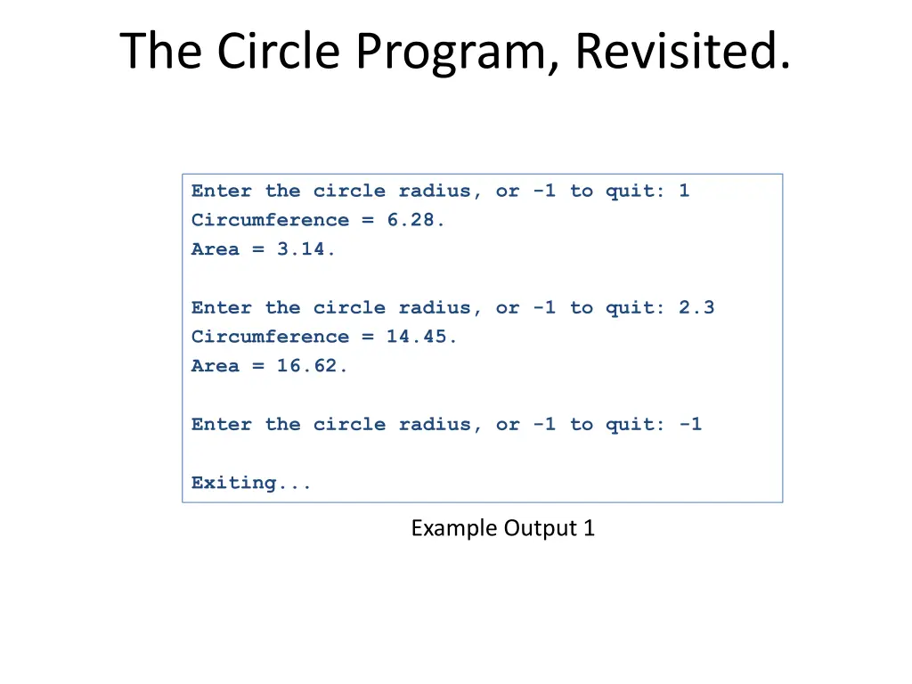 the circle program revisited 1