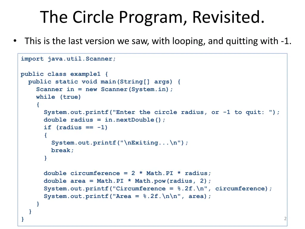 the circle program revisited