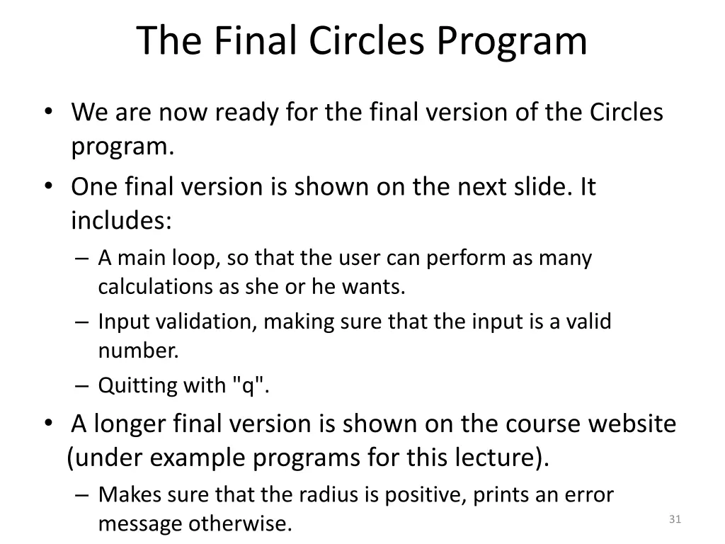 the final circles program