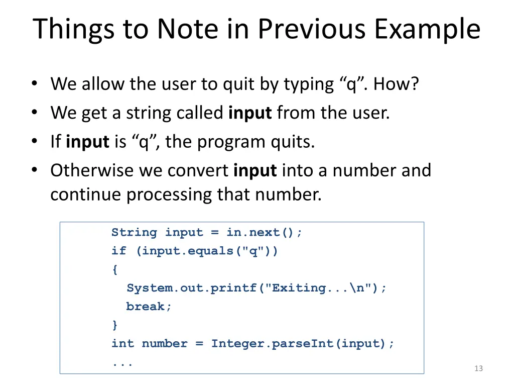 things to note in previous example 3