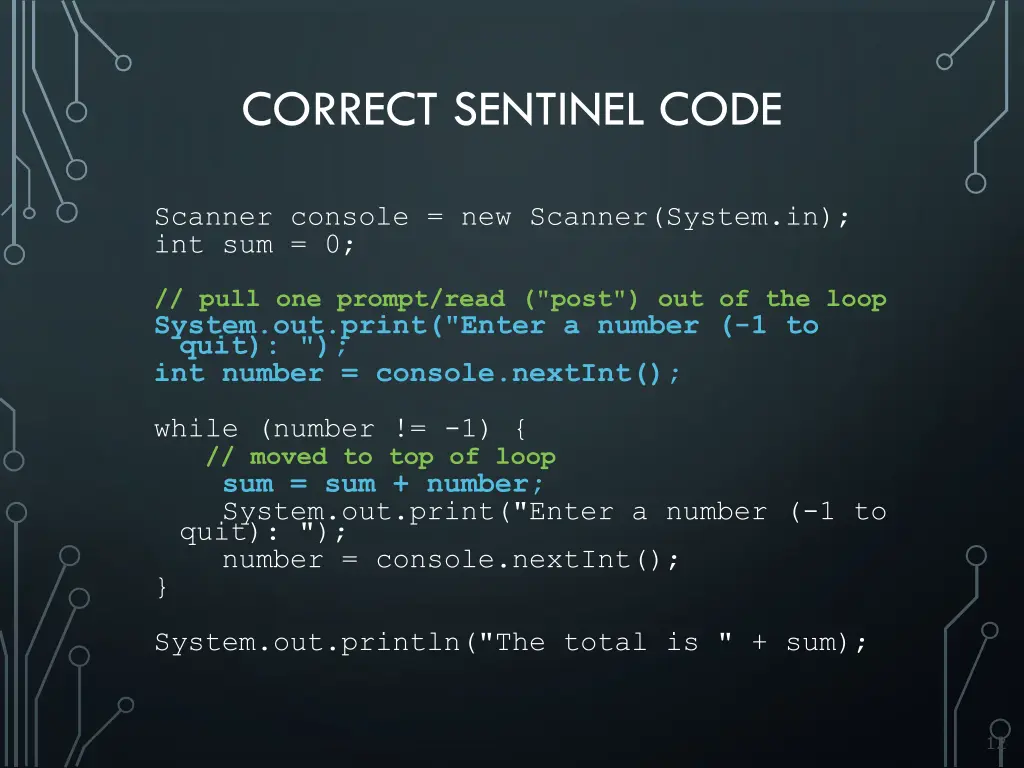 correct sentinel code